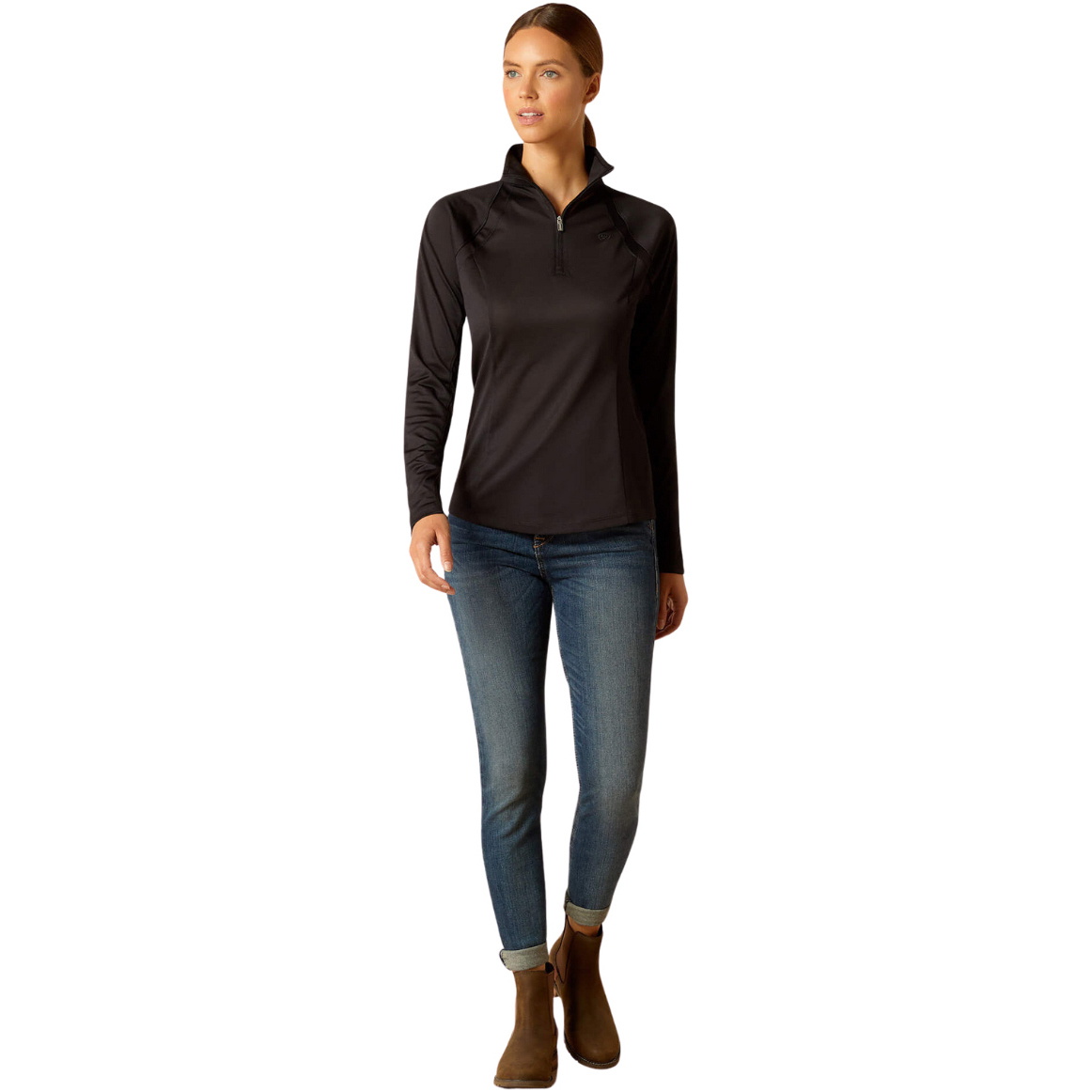 2025 Ariat Womens Sunstopper 3.0 1/4 Zip Baselayer 10049041 - Black